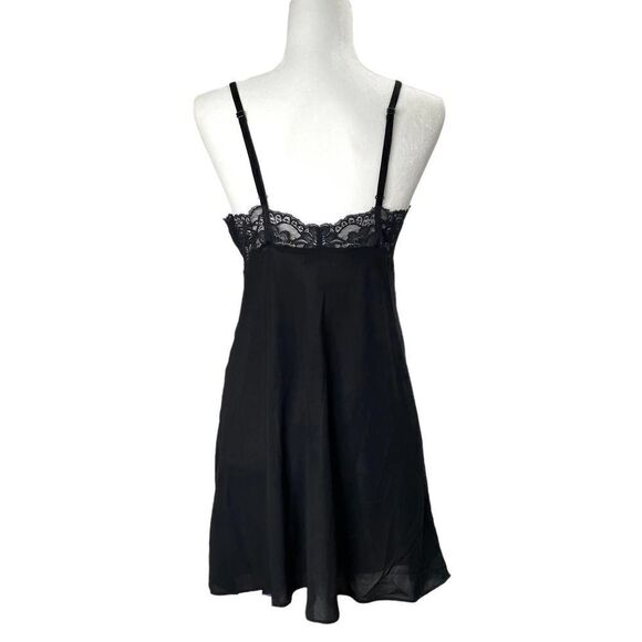Oscar de‎ La Renta Pink Label Lace Embroidered Robe Chemise Set Sz S/M black - Picture 5 of 12